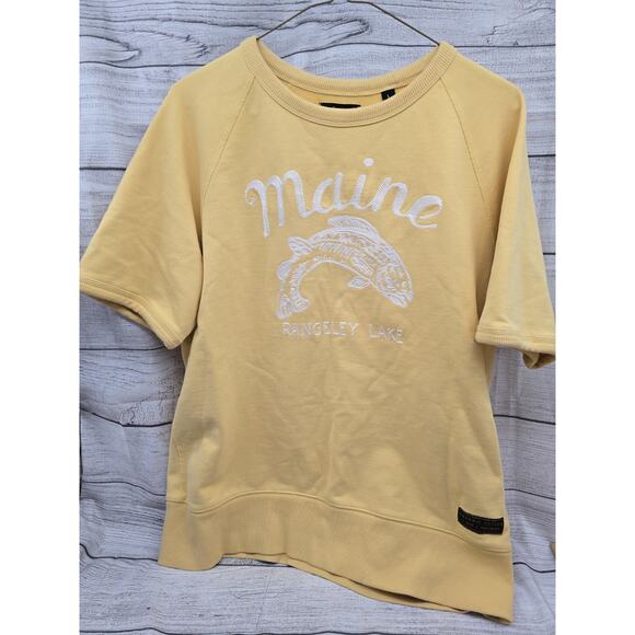 Todd Snyder & LL Bean Maine Embroidered Shirt Yellow Cotton Crewneck LARGE - Picture 1 of 8